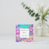 Farbenfrohe Pastel Rainbow Unicorn Goldmedaille Quadratische Visitenkarte (Stehend Vorderseite)