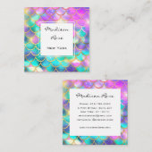 Farbenfrohe Pastel Rainbow Unicorn Goldmedaille Quadratische Visitenkarte (Vorne/Hinten)