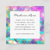 Farbenfrohe Pastel Rainbow Unicorn Goldmedaille Quadratische Visitenkarte (Rückseite)