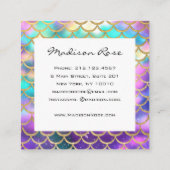 Farbenfrohe Pastel Rainbow Unicorn Goldmedaille Quadratische Visitenkarte (Rückseite)