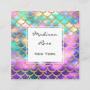 Farbenfrohe Pastel Rainbow Unicorn Goldmedaille Quadratische Visitenkarte