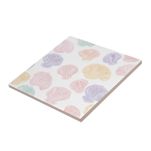 Farbenfrohe Pastel Seashell Modernes Küstenmuster Fliese (Seite)