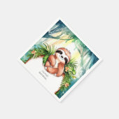 Farbenfrohe Pastel Sloth Geburtstag Serviette (Ecke)