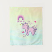 Farbenfrohe Pastel Unicorn Regenbogen Wandteppich (Vorderseite)