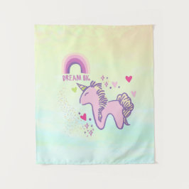 Farbenfrohe Pastel Unicorn Regenbogen Wandteppich