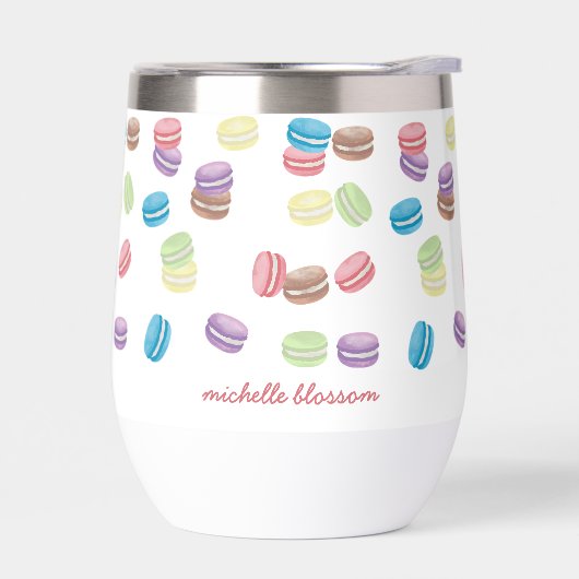 Farbenfrohe Pastel Watercolor Französische Macaron (Links)