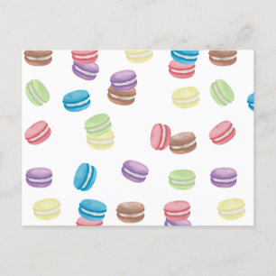 Farbenfrohe Pastel Watercolor Französische Macaron Feiertagspostkarte