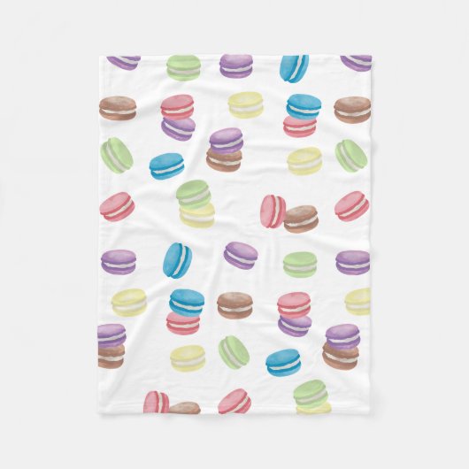 Farbenfrohe Pastel Watercolor Französische Macaron Fleecedecke (Vorderseite)