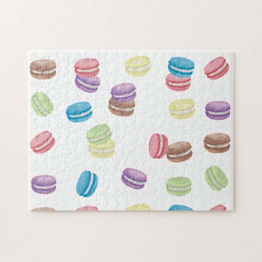 Farbenfrohe Pastel Watercolor Französische Macaron Puzzle (Horizontal)