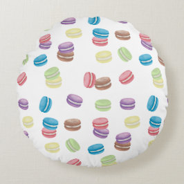 Farbenfrohe Pastel Watercolor Französische Macaron Rundes Kissen