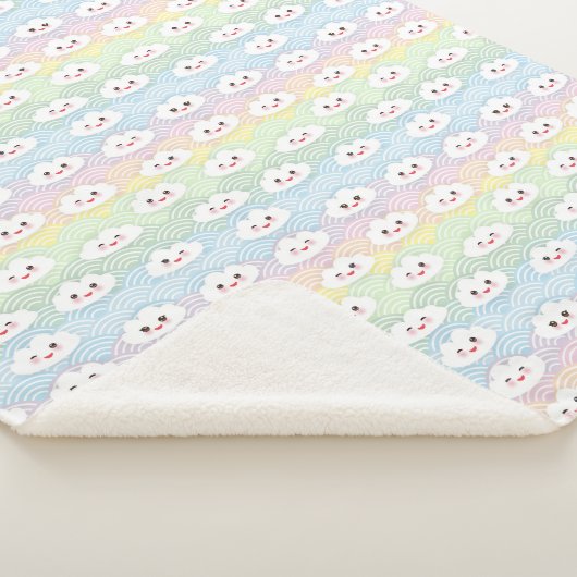 Farbenfrohe Pastel Waves Kawaii Emoji Clouds Muste Sherpadecke (3/4)
