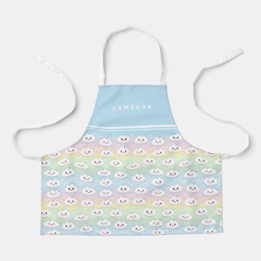 Farbenfrohe Pastel Waves Kawaii Wolken Muster Kids Schürze (Vorderseite)