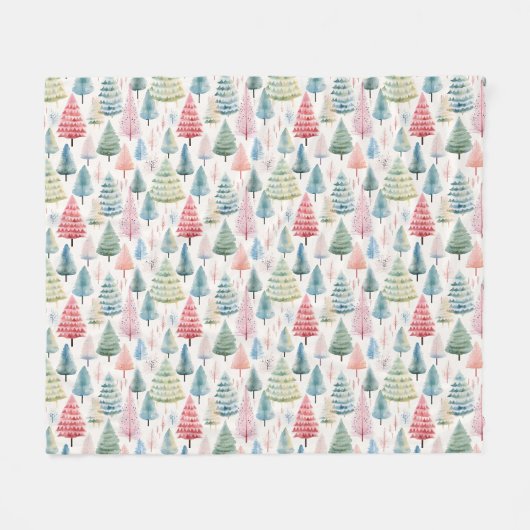 Farbenfrohe Pastel Weihnachtsbaum Muster Fleecedecke (Vorderseite (Horizontal))