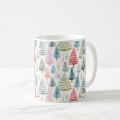 Farbenfrohe Pastel Weihnachtsbaum Muster Kaffeetasse (VorderseiteRechts)