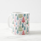 Farbenfrohe Pastel Weihnachtsbaum Muster Kaffeetasse (Vorderseite Links)