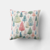 Farbenfrohe Pastel Weihnachtsbaum Muster Kissen (Rückseite)