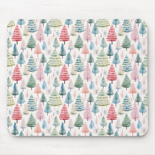 Farbenfrohe Pastel Weihnachtsbaum Muster Mousepad (Vorne)