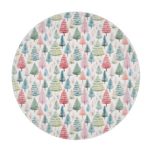 Farbenfrohe Pastel Weihnachtsbaum Muster Schneidebrett