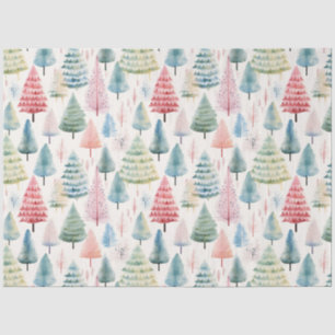 Farbenfrohe Pastel Weihnachtsbaum Muster Seidenpapier