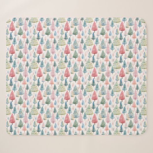Farbenfrohe Pastel Weihnachtsbaum Muster Sherpadecke (Vorderseite (Horizontal))