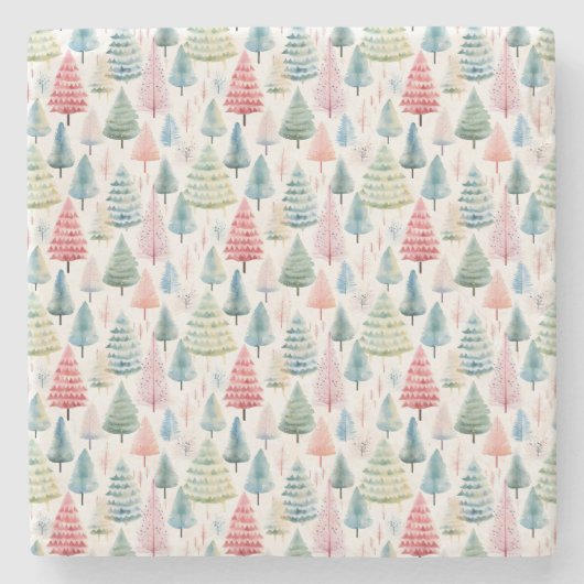 Farbenfrohe Pastel Weihnachtsbaum Muster Steinuntersetzer (Vorderseite)