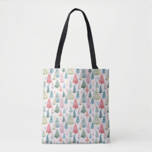Farbenfrohe Pastel Weihnachtsbaum Muster Tasche