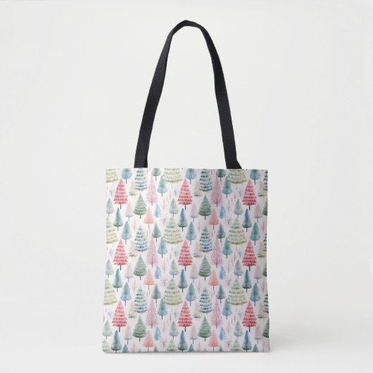 Farbenfrohe Pastel Weihnachtsbaum Muster Tasche (Vorderseite)