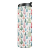 Farbenfrohe Pastel Weihnachtsbaum Muster Thermosbecher (Nach links gedreht)