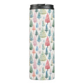 Farbenfrohe Pastel Weihnachtsbaum Muster Thermosbecher (Rückseite)