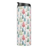 Farbenfrohe Pastel Weihnachtsbaum Muster Thermosbecher (Nach rechts gedreht)
