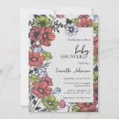 Farbenfrohe Pastel Wildblume Kinderdusche Einladun Einladung (Vorderseite)