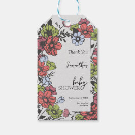 Farbenfrohe Pastel Wildblume Kinderdusche Geschenkanhänger