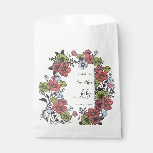 Farbenfrohe Pastel Wildblume Kinderdusche Geschenktütchen (Vorderseite)