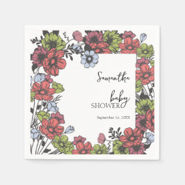 Farbenfrohe Pastel Wildblume Kinderdusche Serviette