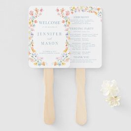 Farbenfrohe Pastel Wildblume Meadow Wedding Progra Fächer
