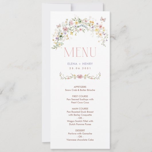 Farbenfrohe Pastel-Wildblumen Hochzeitkarte Einladung (Vorderseite)