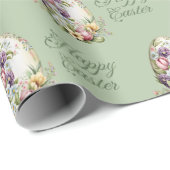 Farbenfrohe Pasteleier Ostereier Blumenmuster Grün Geschenkpapier (Rolleneckpunkt)