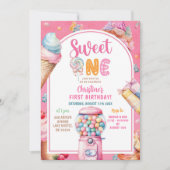 Farbenfrohe Pastelkanen Sweet One Birthday Einladung (Vorderseite)