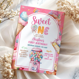 Farbenfrohe Pastelkanen Sweet One Birthday Einladung