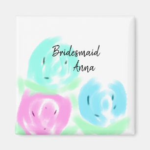 Farbenfrohe Pastell-Aquarell-Blumen-Brautjungfer h Magnet