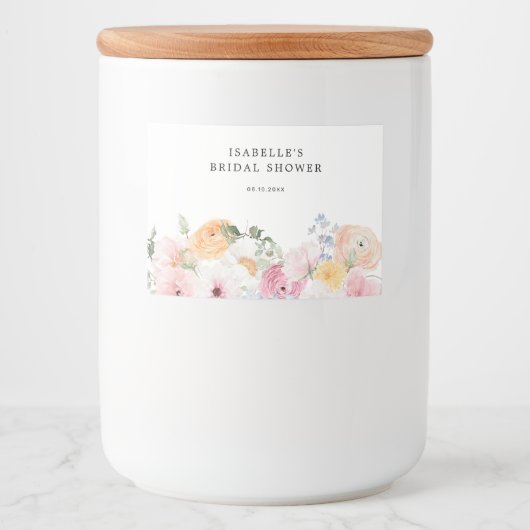 Farbenfrohe Pastell Blumen Lebensmitteletikett (Vorderseite)