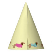 Farbenfrohe Pastell Dackel Party Hat Partyhütchen (Rückseite)