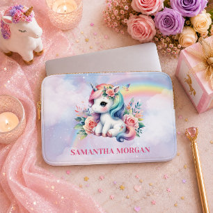 Farbenfrohe Pastell-Einhorn-Zauber-Tages-Laptop-Hü Laptopschutzhülle