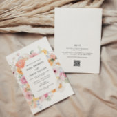 Farbenfrohe Pastell Floral Frame QR Code Hochzeit Einladung