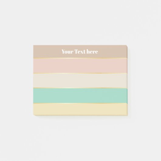 Farbenfrohe Pastell Gold Personalisierte Farbstrei Post-it Klebezettel (Vorderseite)