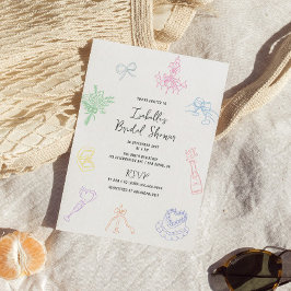 Farbenfrohe Pastell Hand gezeichnetes Brautparty Einladung