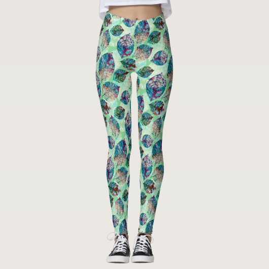 farbenfrohe Pastell-Herbstlaube Leggings (Vorderseite)
