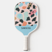 Farbenfrohe Pastell Leopard Druck Nahtloses Muster Pickleball Schläger (Rückseite)