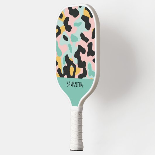 Farbenfrohe Pastell Leopard Druck Nahtloses Muster Pickleball Schläger (Links)