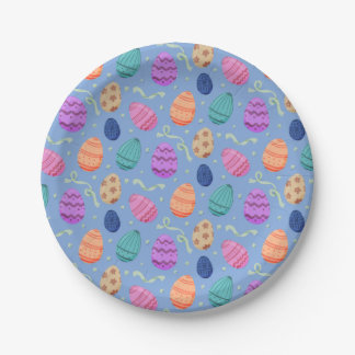 Farbenfrohe Pastell-Oster-Eier-Wiederholungsmuster Pappteller